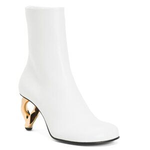 J.W. ANDERSON White Made In Italy Leather Boots With Chain Heel